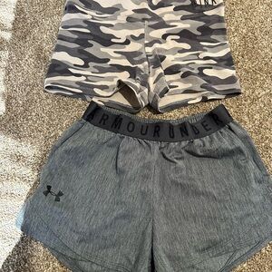 Camouflage and Charcoal Shorts Duo vs pink and under armour.